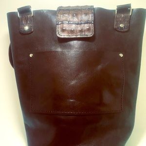 100% Handmade All Leather Tote with Genuine Caiman Tail Accents